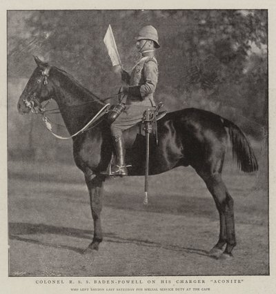 Colonel R S S Baden-Powell sur son cheval Aconite - English Photographer