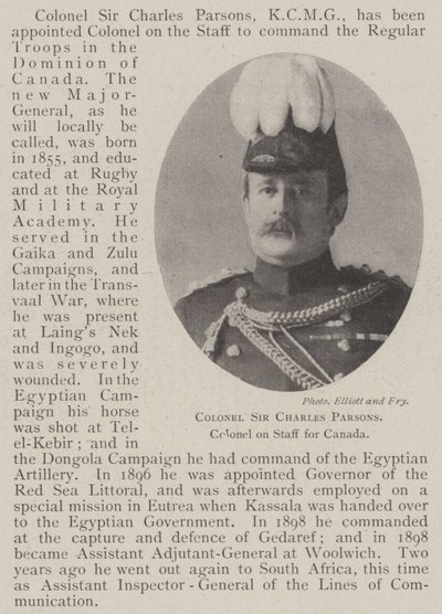 Colonel Sir Charles Parsons, colonel en état-major pour le Canada - English Photographer
