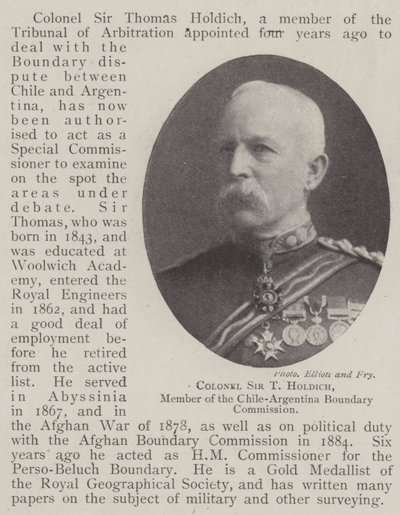 Colonel Sir T Holdich, membre de la commission de délimitation Chili-Argentine - English Photographer