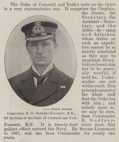 Commandant B G Godfrey-Faussett, RN, de la Suite du Duc de Cornouailles et d