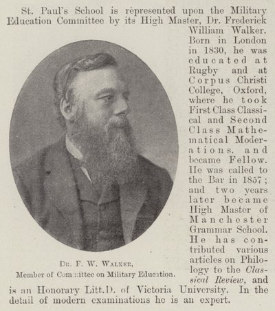 Dr F W Walker, membre du comité sur l