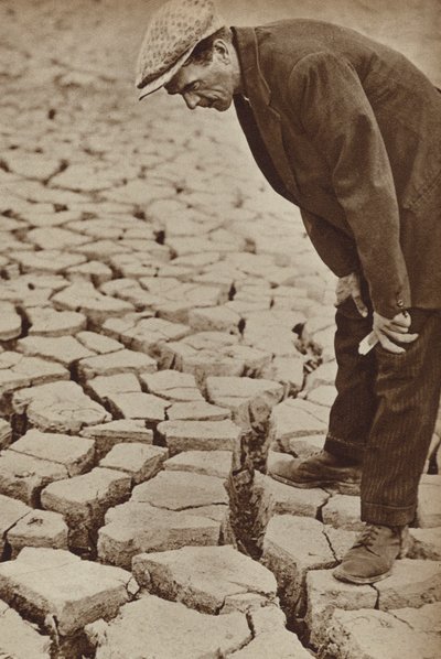 Réservoir asséché à Kettering, Northamptonshire, pendant la sécheresse de 1934 (photo n/b) - English Photographer