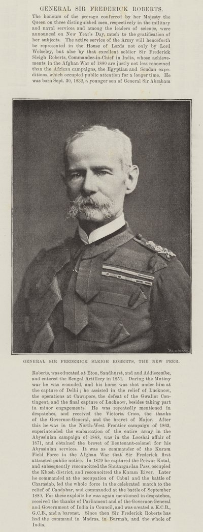 Général Sir Frederick Sleigh Roberts, le nouveau pair - English Photographer