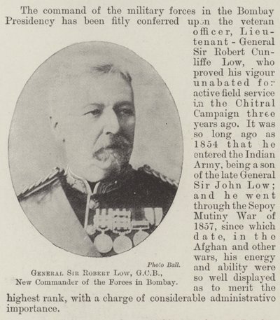 Général Sir Robert Low, GCB, nouveau commandant des forces à Bombay - English Photographer