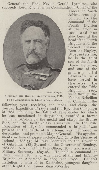 Le général honorable N G Lyttelton, CB, commandant en chef en Afrique du Sud - English Photographer