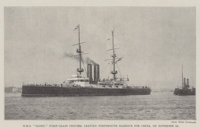 HMS Glory, croiseur de première classe, quittant le port de Portsmouth pour la Chine, le 24 novembre - English Photographer