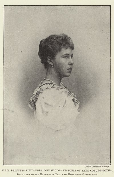 SAR la princesse Alexandra Louise Olga Victoria de Saxe-Cobourg-Gotha, fiancée au prince héréditaire de Hohenlohe-Langenburg - English Photographer