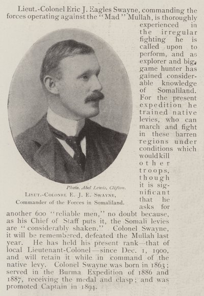 Lieutenant-colonel E J E Swayne, commandant des forces en Somalie - English Photographer
