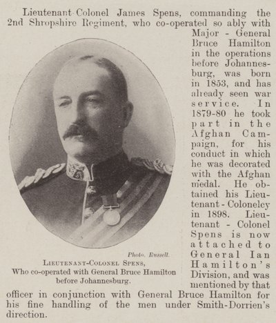 Lieutenant-colonel Spens, qui a coopéré avec le général Bruce Hamilton avant Johannesburg - English Photographer