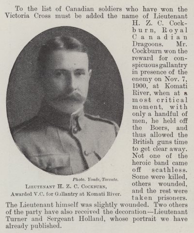 Lieutenant H Z C Cockburn, récompensé par la VC pour bravoure à la rivière Komati - English Photographer