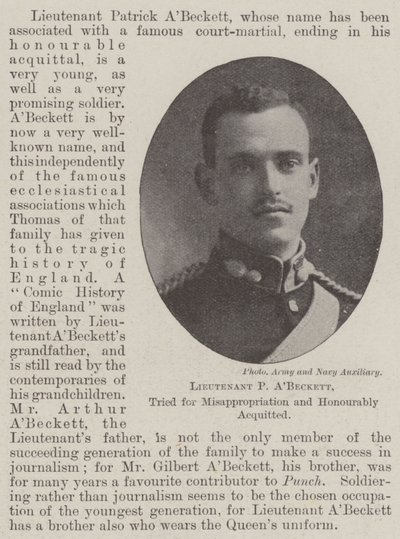 Lieutenant P ABeckett, jugé pour détournement et acquitté honorablement - English Photographer