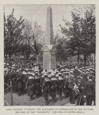 Lord Goschen dévoilant le monument à Portsmouth aux officiers et hommes du Powerful tombés en Afrique du Sud - English Photographer