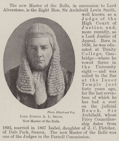 Lord Justice A L Smith, nouveau maître des rôles - English Photographer