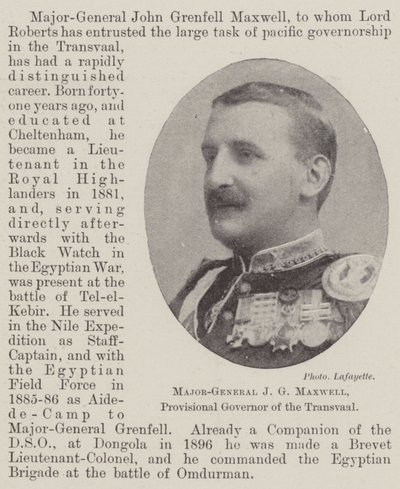 Major-Général J G Maxwell, Gouverneur provisoire du Transvaal - English Photographer