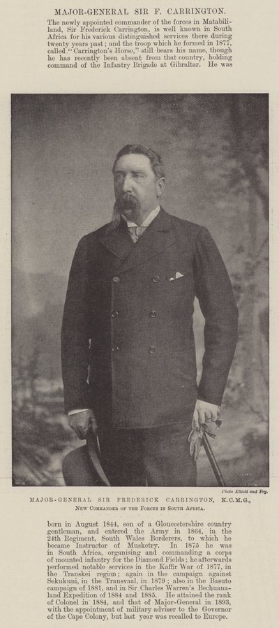Major-général Sir Frederick Carrington, KCMG, nouveau commandant des forces en Afrique du Sud - English Photographer