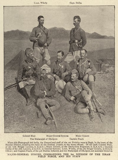 Le major-général Symons, commandant la 1ère division de la force de campagne de Tirah, et son état-major - English Photographer