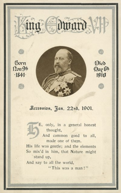 Carte commémorative, Roi Édouard VII - English Photographer