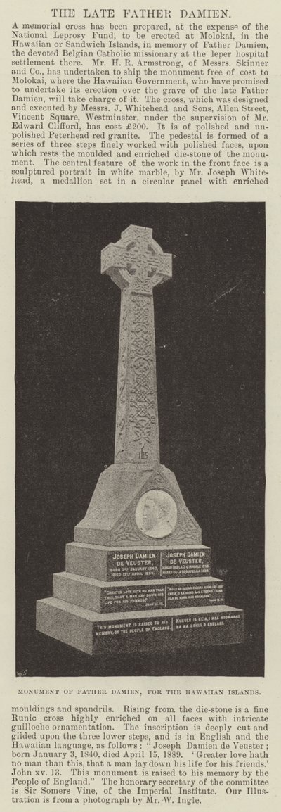 Monument du Père Damien, pour les îles Hawaï - English Photographer