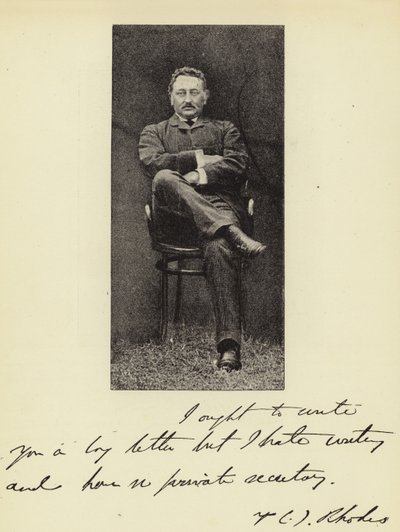 M. Cecil J Rhodes, Premier Ministre de la Colonie du Cap - English Photographer