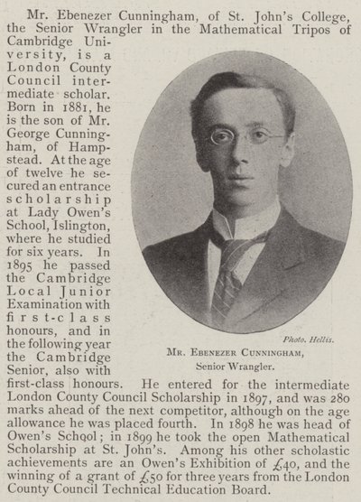 M. Ebenezer Cunningham, Senior Wrangler - English Photographer