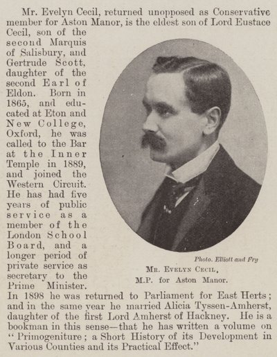 M. Evelyn Cecil, député de Aston Manor - English Photographer
