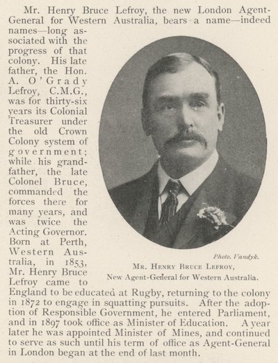 M. Henry Bruce Lefroy, nouveau agent général pour l