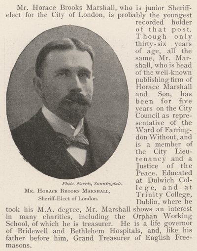 M. Horace Brooks Marshall, shérif-élu de Londres - English Photographer
