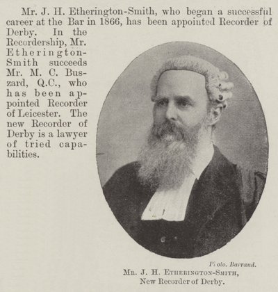 M. J H Etherington-Smith, nouveau greffier de Derby - English Photographer