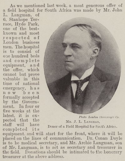 M. J L Langman, donateur d