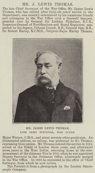 M. James Lewis Thomas, ancien chef géomètre, ministère de la Guerre - English Photographer
