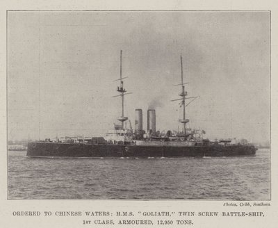 Ordonné vers les eaux chinoises, HMS Goliath, cuirassé à double hélice, 1re classe, blindé, 12 950 tonnes - English Photographer