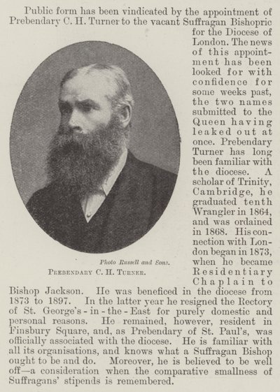 Prébendaire C H Turner - English Photographer
