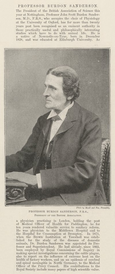 Professeur Burdon Sanderson, FRS, président de l