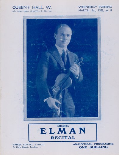 Programme du récital de Mischa Elman, Queen