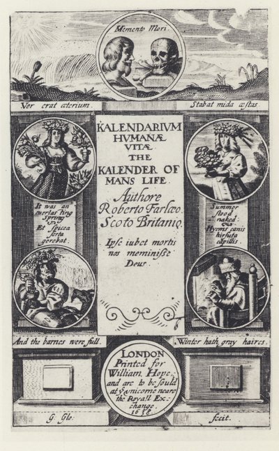 R Farley, Kalendarium humanae vitae, W Hope 1638 - English Photographer