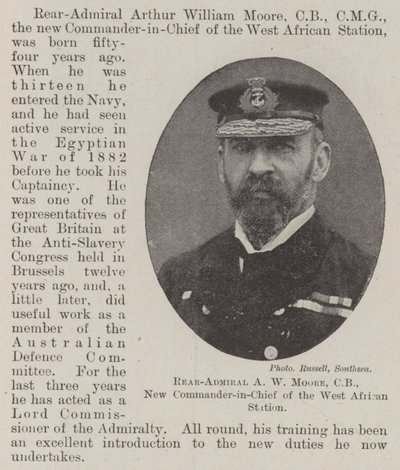 Le contre-amiral A W Moore, CB, nouveau commandant en chef de la station ouest-africaine - English Photographer