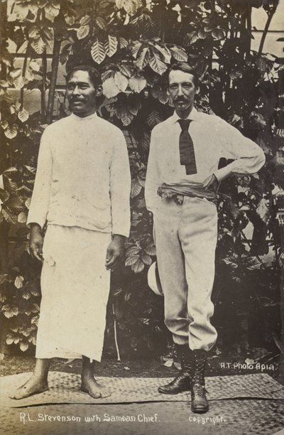 Robert Louis Stevenson avec un chef samoan - English Photographer