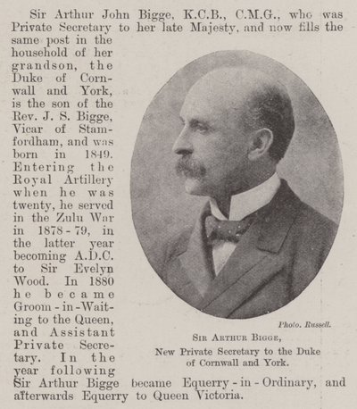 Sir Arthur Bigge, Nouveau Secrétaire Privé du Duc de Cornouailles et d