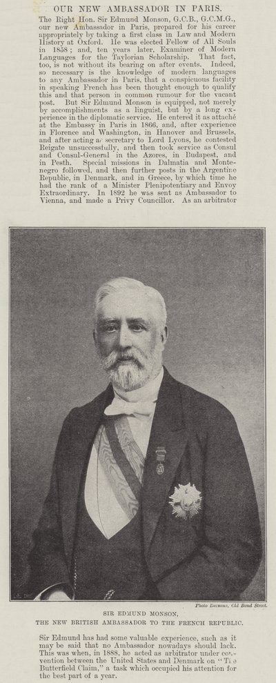 Sir Edmund Monson, le nouvel ambassadeur britannique auprès de la République française - English Photographer