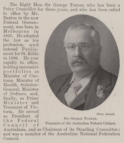 Sir George Turner, Trésorier du Cabinet Fédéral Australien - English Photographer