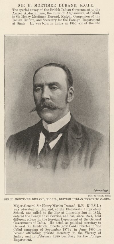 Sir H Mortimer Durand, KCIE, envoyé britannique en Inde à Kaboul - English Photographer