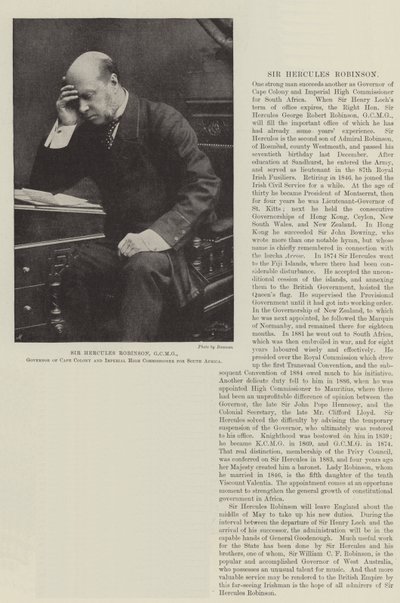 Sir Hercules Robinson, GCMG, gouverneur de la colonie du Cap et haut-commissaire impérial pour l