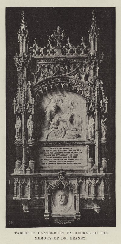 Tablette dans la cathédrale de Canterbury à la mémoire du Dr Beaney - English Photographer