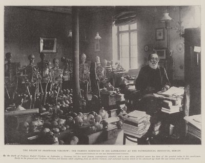 La mort du professeur Virchow, le célèbre scientifique dans son laboratoire à l