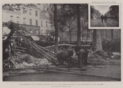 La catastrophe du dirigeable de M. Severo, 12 mai, la rue bloquée par l