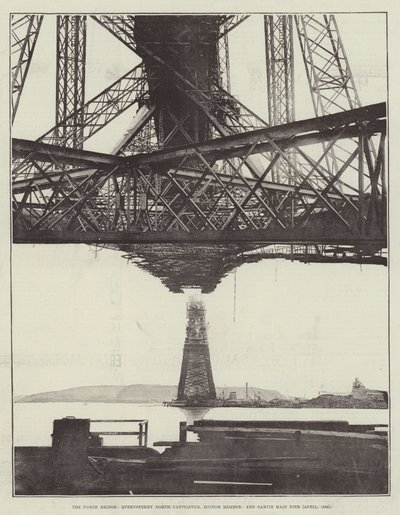Le pont du Forth, Queensferry North Cantilever, membre inférieur et Garvie Main Pier (avril 1889) - English Photographer