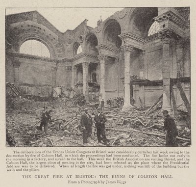 Le grand incendie de Bristol, les ruines de Colston Hall - English Photographer