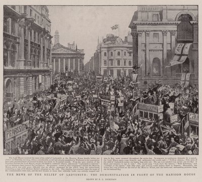 La Nouvelle de la Libération de Ladysmith, la Manifestation devant le Mansion House - English Photographer