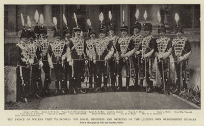 La visite du prince de Galles à Oxford, son altesse royale et les officiers des hussards d