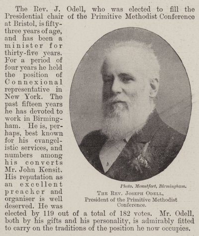 Révérend Joseph Odell, président de la conférence méthodiste primitive - English Photographer
